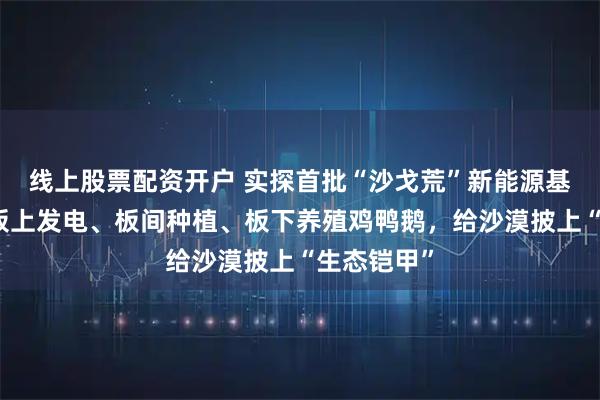 线上股票配资开户 实探首批“沙戈荒”新能源基地：光伏板上发电、板间种植、板下养殖鸡鸭鹅，给沙漠披上“生态铠甲”